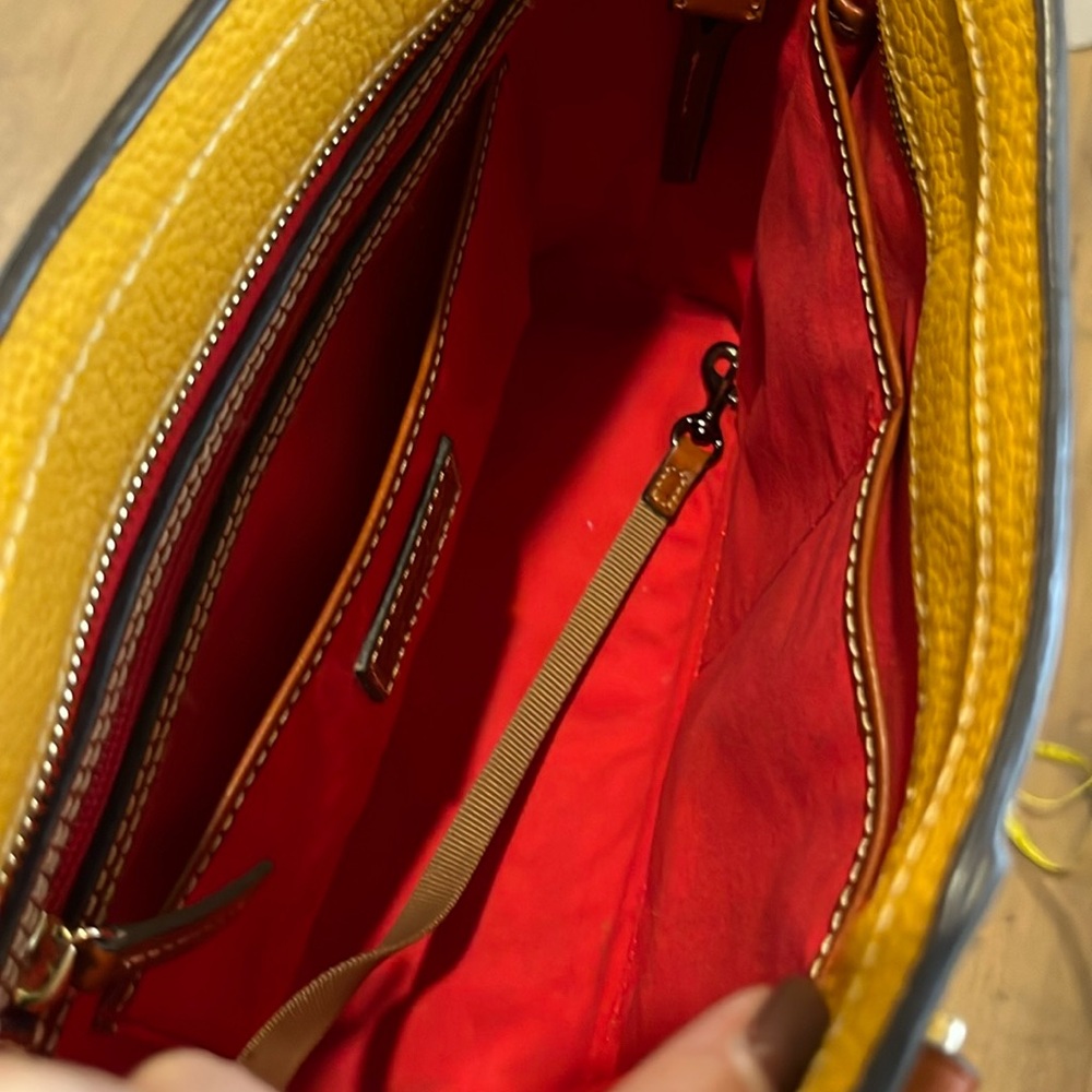Dooney & Bourke Pebble Grain Small Lexington Pebbled Leather Mustard Tote Bag - Picture 8 of 12
